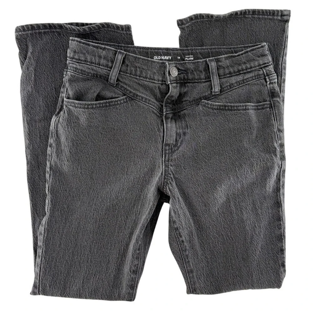 Old Navy Kids Girls High Rise‎ Flare Jeans Gray Size 14 Denim
